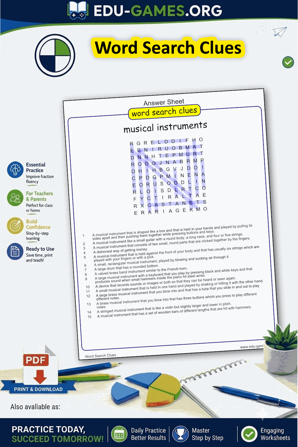 Free Word Search Maker with Clues (Printable & Online Generator)